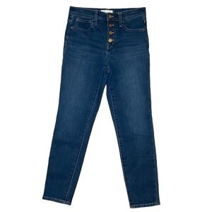 Madewell Buttonfly 10"‎ High Rise Skinny Dark Wash Jeans - 25